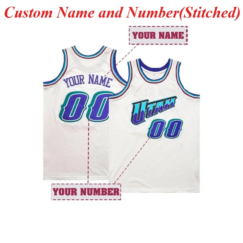 DIY Name and Number Breathable Basketball Jersey Sleeveless Embroidered Tank Tops Round Neck Vest for Casual&Sports Street Wear