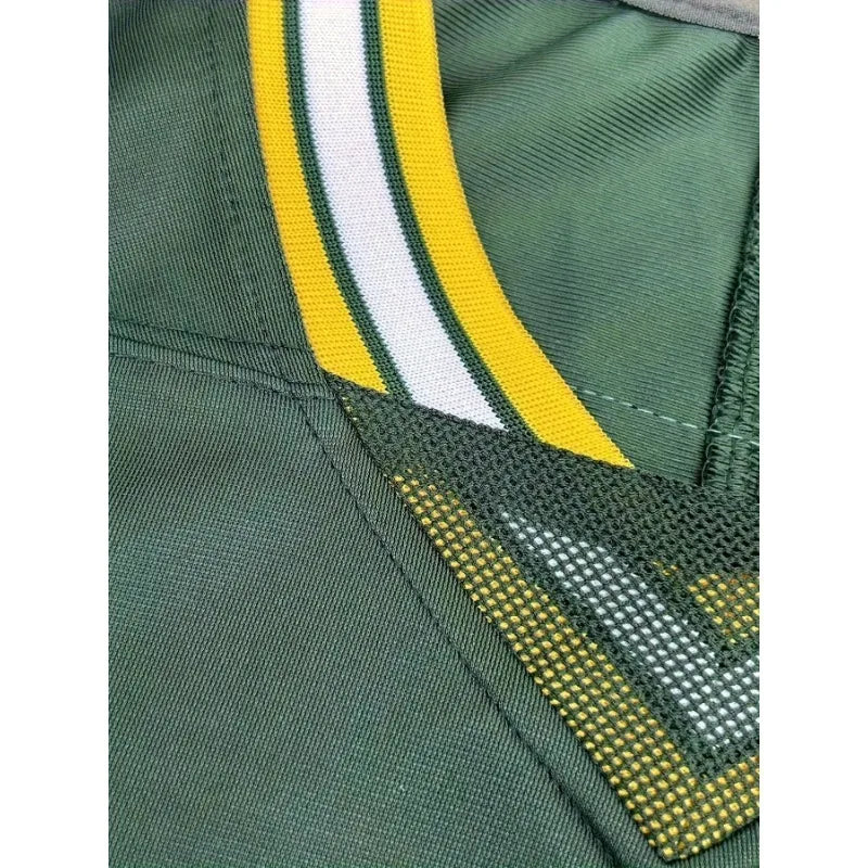 Custom Name And Number Men's Short Sleeve Loose Breathable V-neck Embroidery Rugby Jersey,Green Bay Sports Uniform DIY T-Shirt