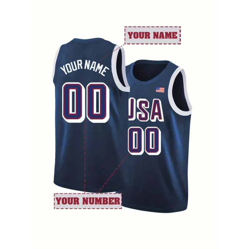 Custom Men's Basketball Jersey Breathable Round Neck Sleeveless Top DIY Name and Number For Sports Training Competition Tank Top