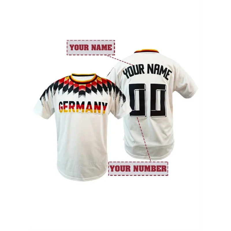 Personalized Name and Number Men's Breathable Embroidered Germany Baseball Jersey with Loose Short Sleeves for Team Training