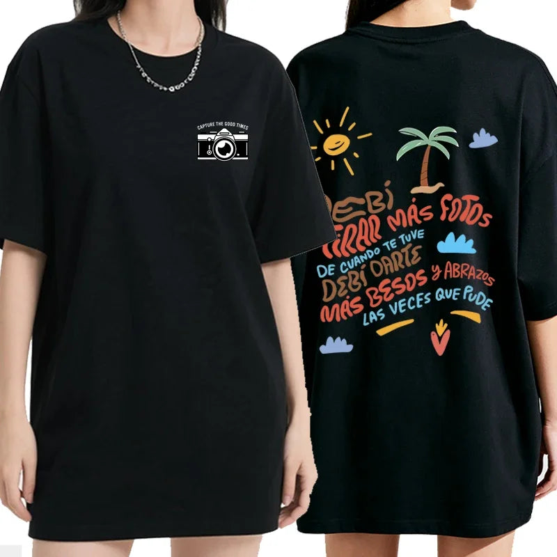 Camera Graphic Print T-shirts Summer Women Men Streetwear Hip Hop Y2K Tops Casual Fashion Loose O-Neck Short Sleeve T-shirts