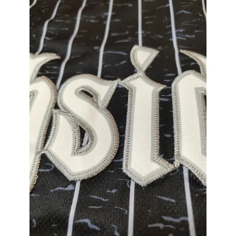 Customized Name & Number Men's Embroidery Baseball Jersey Chicago White Black And White Stripes Personalized Short Sleeve Shirts