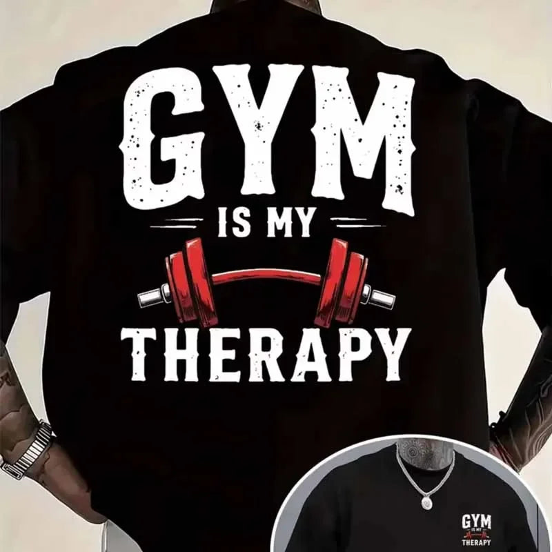 Men's Clothing Gym Print T-Shirt Casual Fashion Summer Harajuku Streetwear Cotton Tops Vintage Crew Neck Short Sleeve T-shirts