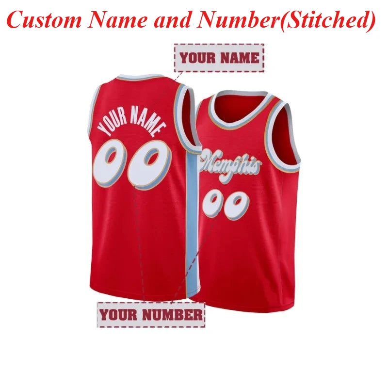 Customized Memphis Basketball Jersey Sports Uniform Suit for Men Women Personalized Stitched Vest Make Your Own DIY Tank Tops