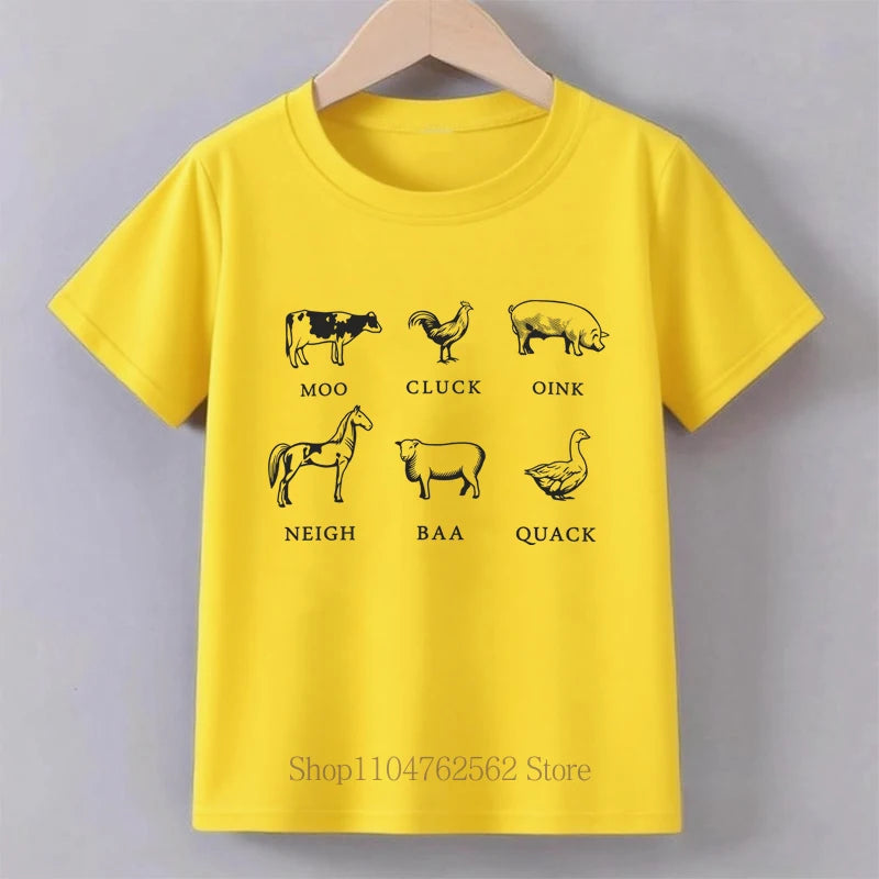 Funny Animals Graphic Print Children's Clothing Summer Boys Girls Casual Fashion Colorful Tops Kids O-Neck Short Sleeve T-shirts