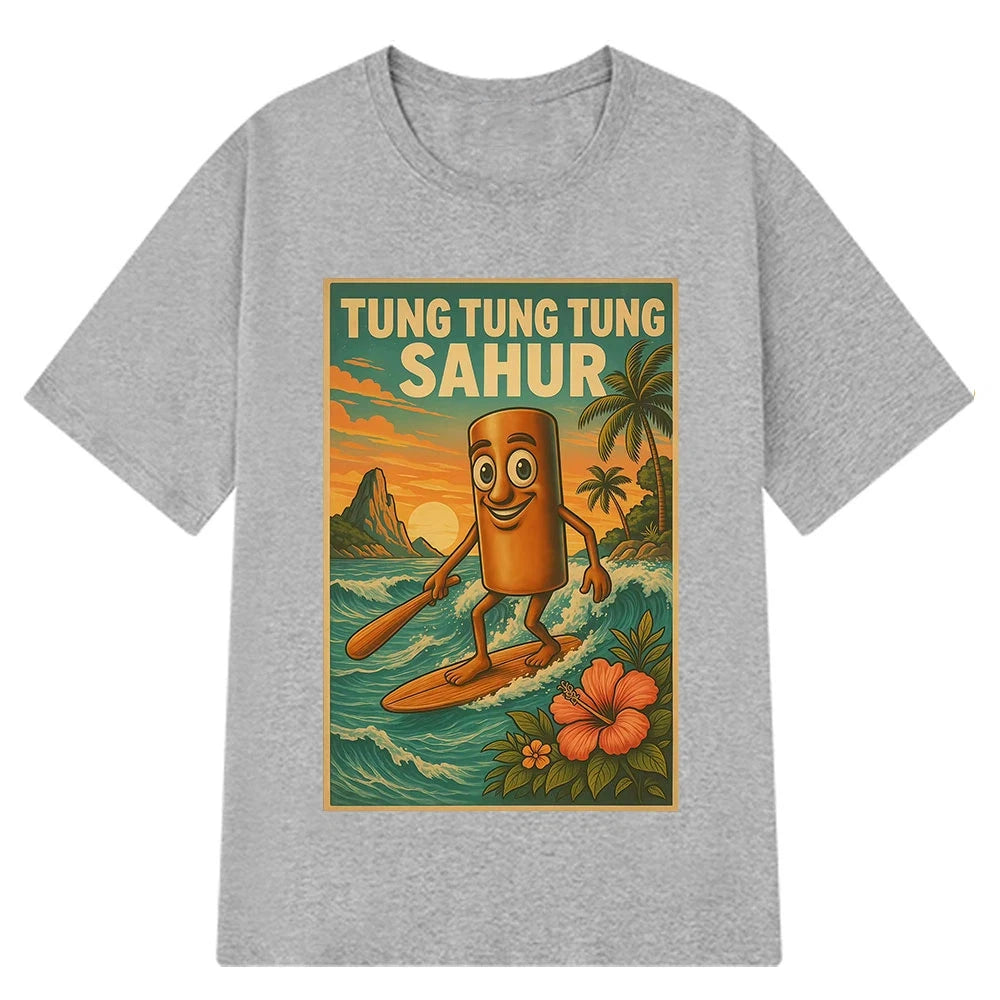 Tung Tung Sahur Graphic T-shirts for Women Summer Fashion Vintage Casual Funny Loose Tops Crew Neck Short Sleeve T-shirts