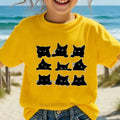 Cute Cartoon Cat Print T-shirts Children Clothing Summer Girls Boys Fashion Funny Tops Kids Colorful O-Neck Short Sleeve T-shirt