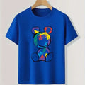 Graffiti Bear Teenage Colorful Tops Clothing Summer Boys Casual Cool Streetwear Round Neck Short Sleeve Children T-shirt