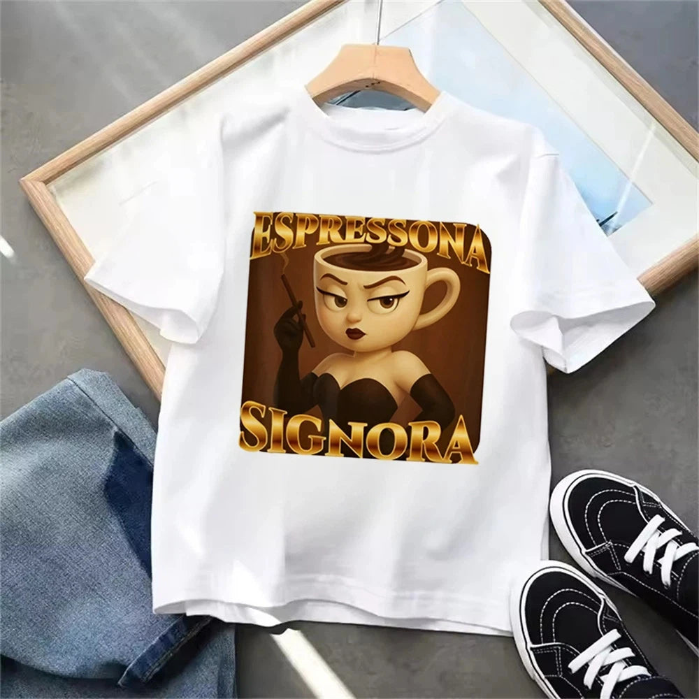 Funny Italian Brainrot Kids T-shirt Summer Boys Girls Tops Casual Fashion Shirts for Children Colorful O-Neck Short Sleevetees