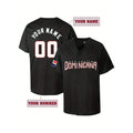 Customized Name And Number Men's Embroidery Baseball Jersey Dominica Black V-Neck Personalized Short Sleeve Button Down Shirts