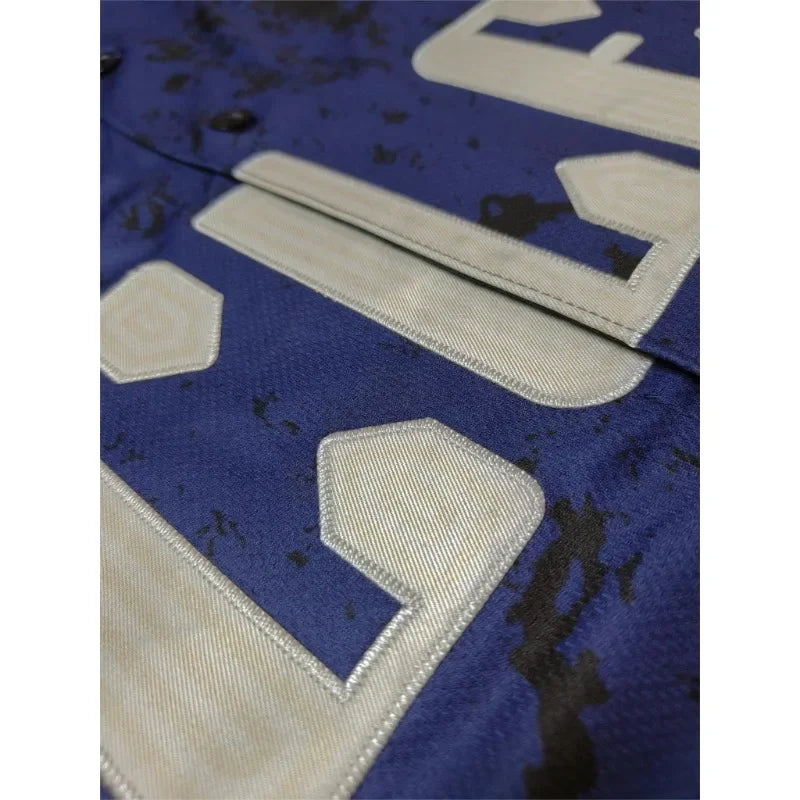 Personalized Men's Baseball Jersey with Custom Name and Number Embroidery Cleveland Blue Short Sleeve Button Down DIY Shirts