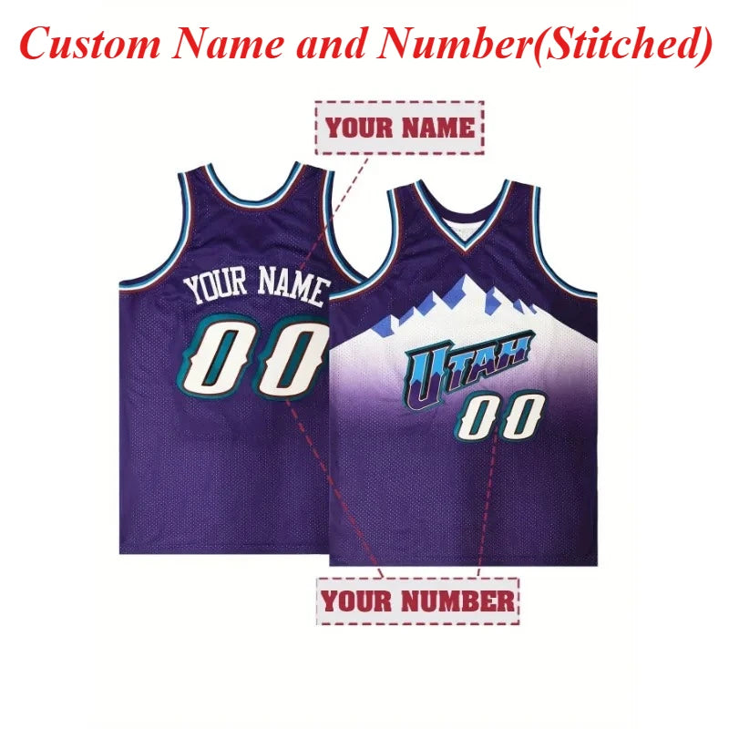 DIY Name and Number Breathable Basketball Jersey Sleeveless Embroidered Tank Tops Round Neck Vest for Casual&Sports Street Wear