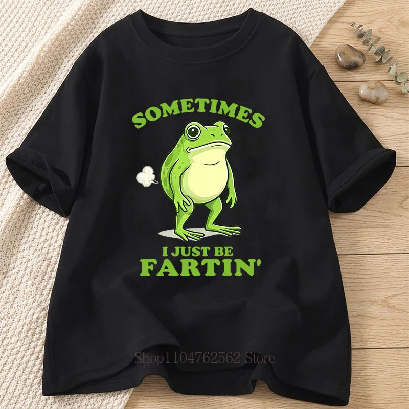 Fart Frog Funny Graphic T-shirts for Women Men Summer Fashion Casual Loose Streetwear Vintage Tops O-Neck Short Sleeve T-shirts