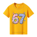 Pink Purple Six Seven Print Children T-shirts Summer Girls Casual Fashion Cute Funny Tops Crew Neck Short Sleeve Kids Tshirts