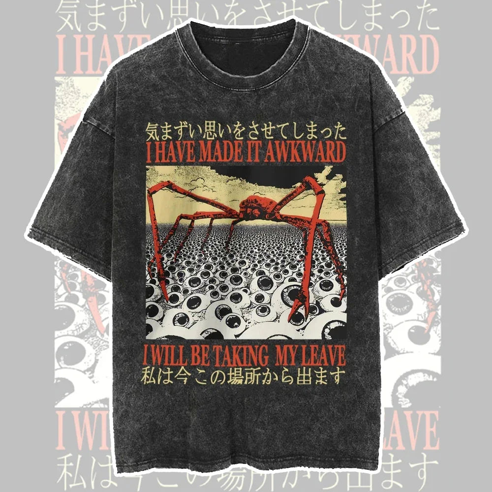 Retro Graphic Print Washed T-shirts for Women Men Summer Vintage Casual Fashion Streetwear Y2K Tops O-Neck Short Sleeve T-shirts