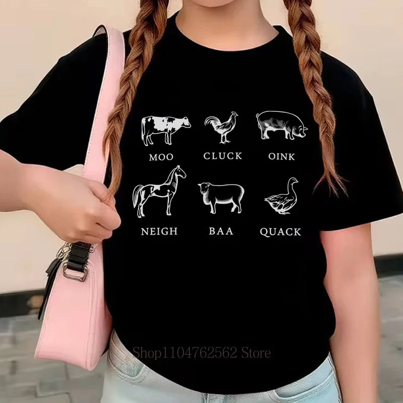 Funny Animals Graphic Print Children's Clothing Summer Boys Girls Casual Fashion Colorful Tops Kids O-Neck Short Sleeve T-shirts