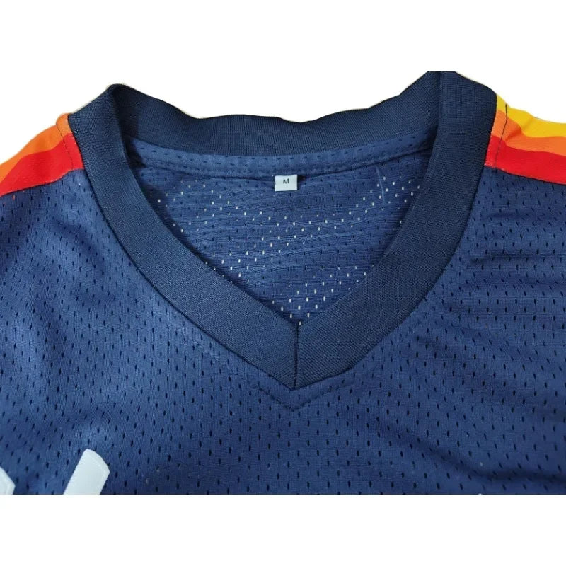 Customized Name And Number Men's Embroidery Baseball Jersey Houston Blue V-Neck Personalized Short Sleeve DIY Unisex T-Shirts