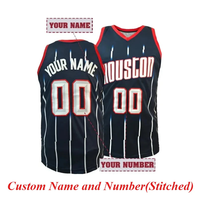 Custom Name&Number Basketball Jersey Houston Breathable Sleeveless Vest Perfect for Training Competition and Sports Activities