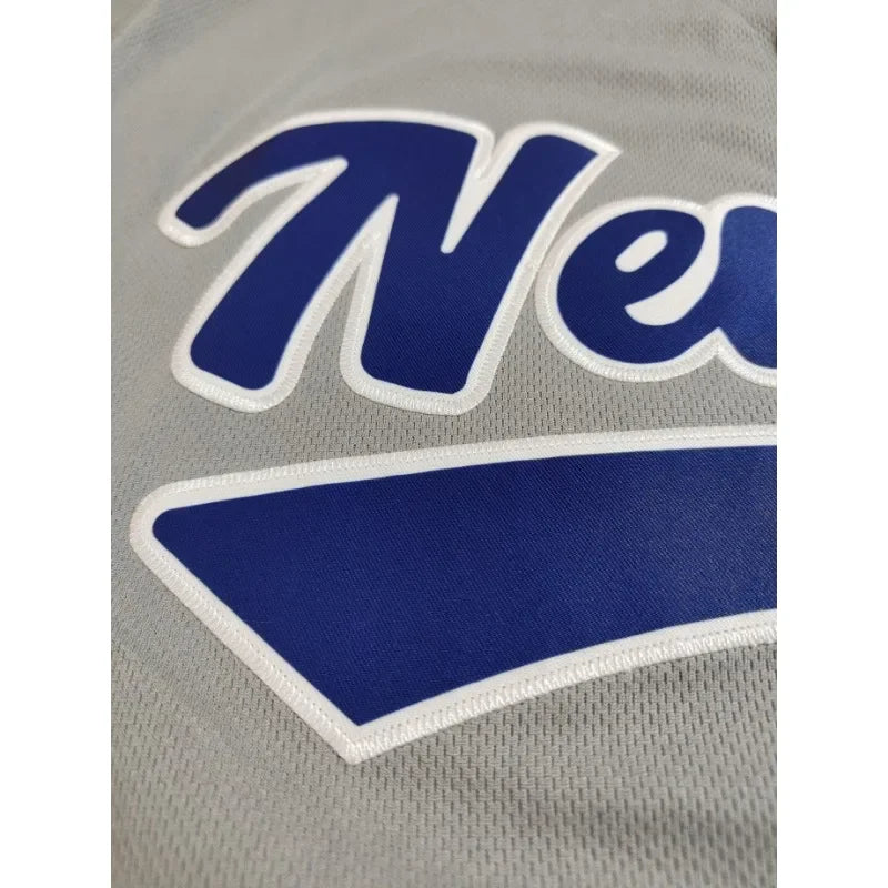 Custom Name and Number Men's Baseball Jersey Grey New York Embroidered Loose Breathable V-Neck Short Sleeve Button Up Sports Top