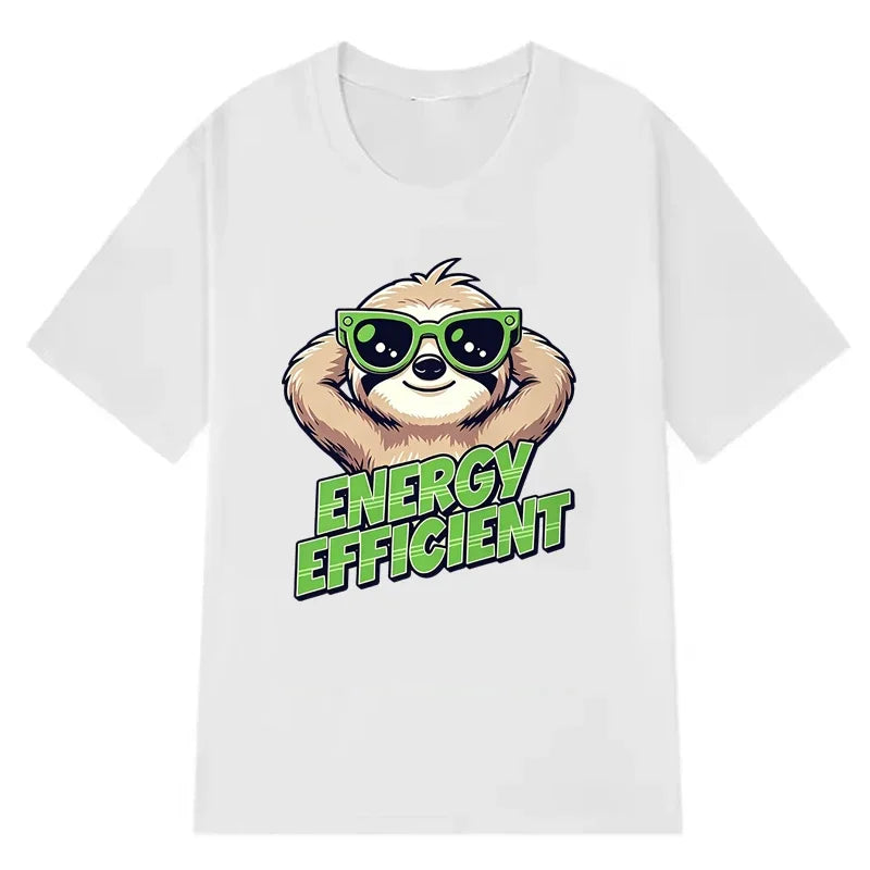 Men's Clothing Efficient Sloth Printed T-Shirt Summer Cotton Oversized Tees for Women Fashion Casual O-Neck Short Sleeve Tees