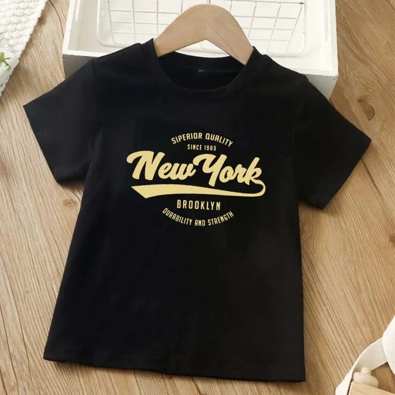 Teenage New York Printed T-shirt Summer Boys and Girls Casual Fashion Harajuku O-Neck Short Sleeve Colorful Tops Clothing Unisex