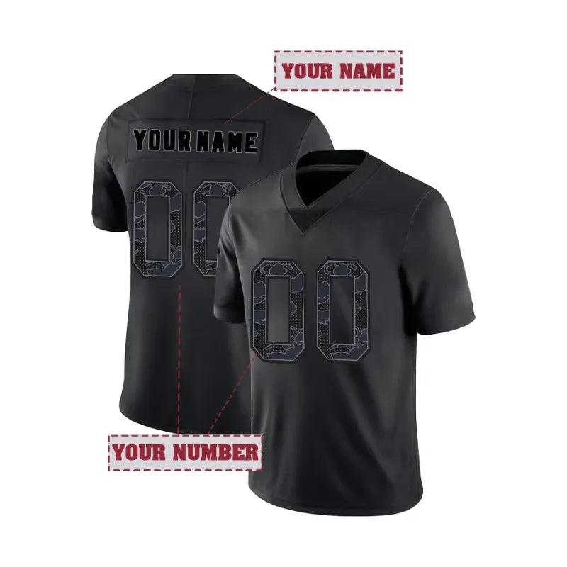 Personalized Football Shirt-Custom Name And Number Embroidery Short Sleeve V Neck T-shirt Reflective Limited Kansas City Jersey