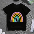 Rainbow Print T-shirts Girls Boys Summer Casual Fashion Cute Colorful Children Clothing O-Neck Short Sleeve Tops Kids T-shirts