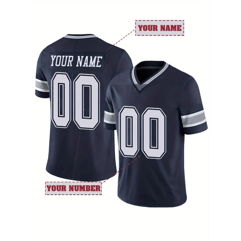 Custom Name&Number Dallas Football Shirt Men's Short Sleeve V-Neck Embroidery Breathable DIY T-Shirt Personnalis¨¦ Men Clothing