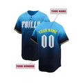 Customized Name And Number Men's Embroidery Baseball Jersey Philadelphia Gradient Personalized Short Sleeve Button Down Shirts